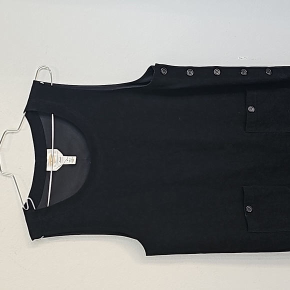 Talbots Corduroy Black Jumper Maxi Dress Sleeveless Side  buttons Size M - Picture 11 of 13